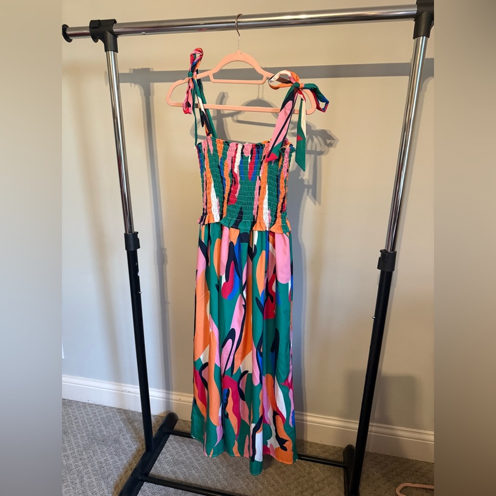 SundayUp Multicolor Smocked Midi Dress